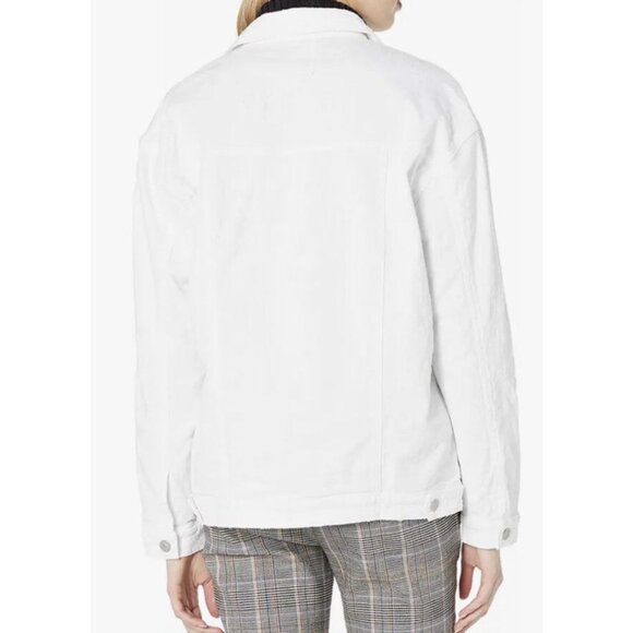 Hudson Denim Jacket size L Women Emmet Long Sleeve Boyfriend White Distressed - Picture 3 of 8